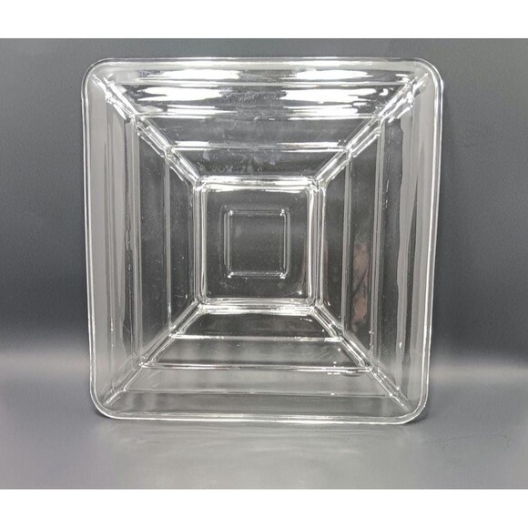 Vintage Clear Glass Square Serving Dish – Mid-Century Modern Geometric Bowl - Picture 5 of 5